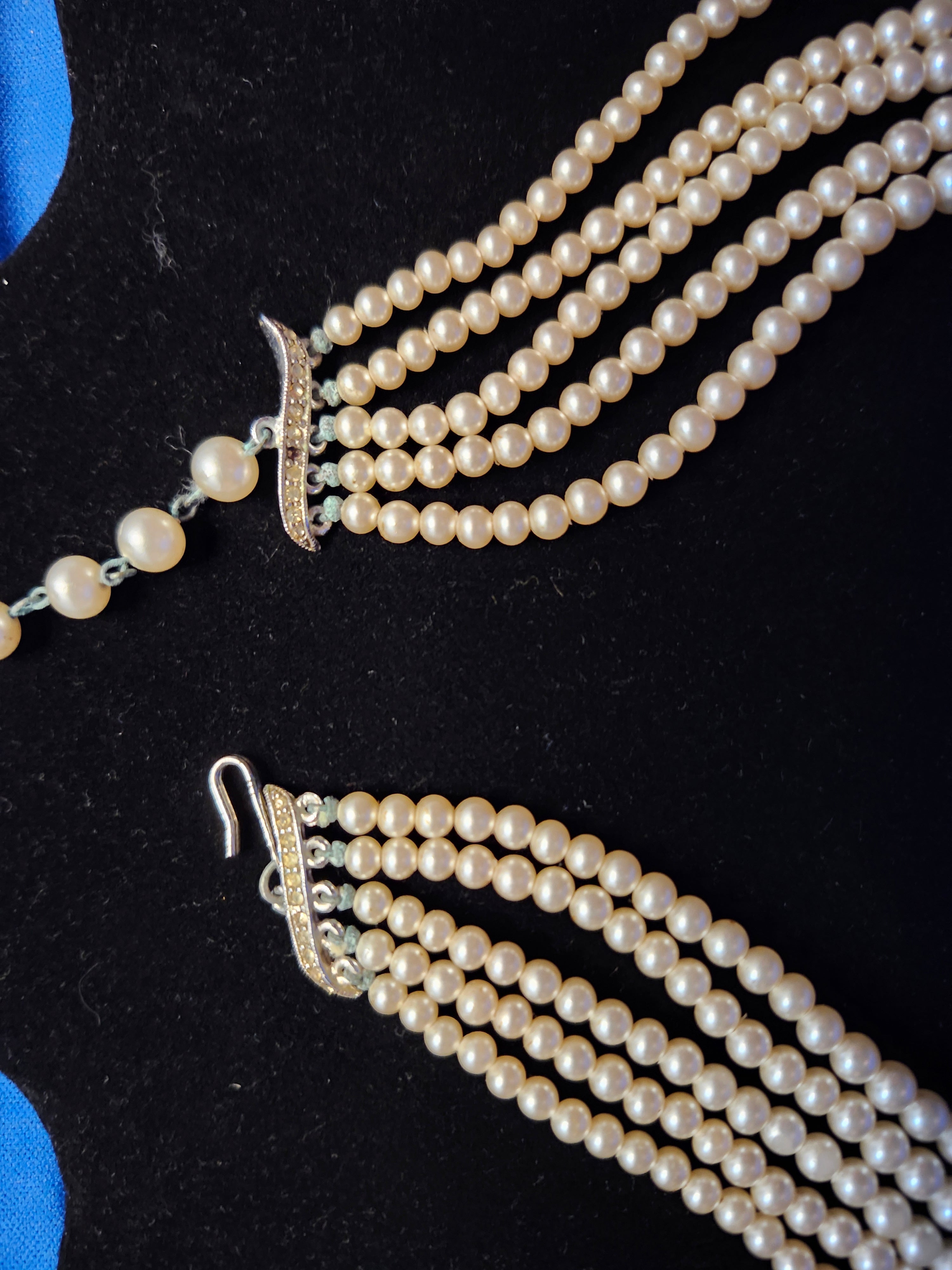 Vintage Multi strand Faux Iridescent Pearl necklace