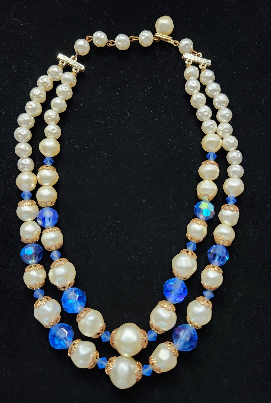 1950s Aurora Borealis Double strand necklace