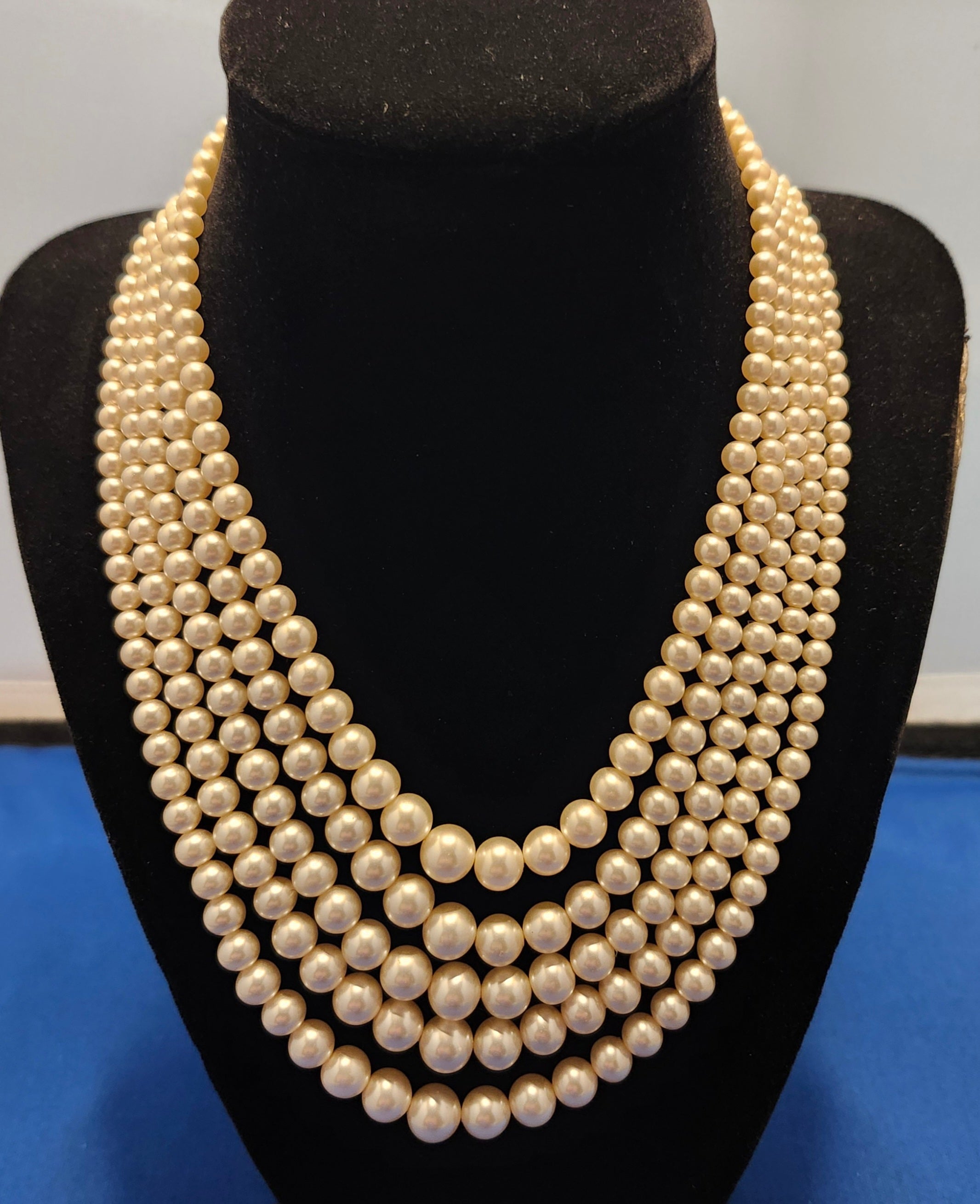 Vintage Multi strand Faux Iridescent Pearl necklace