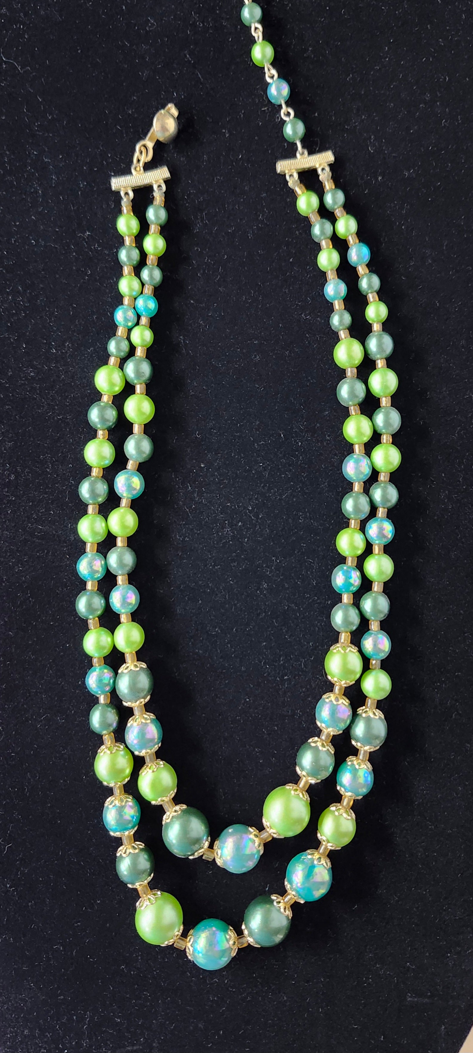 Vintage Double strand mixed green necklace