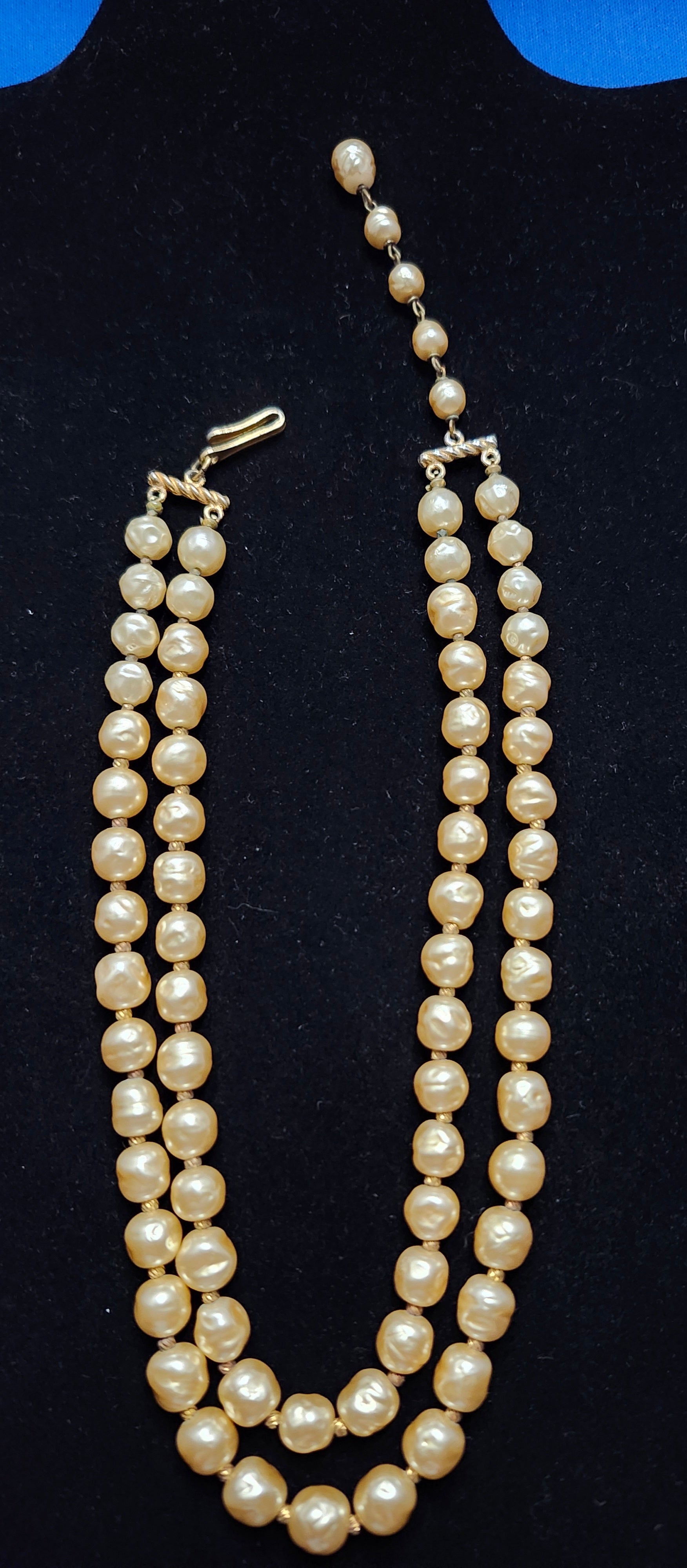 Vintage Faux Pearl Double strand necklace